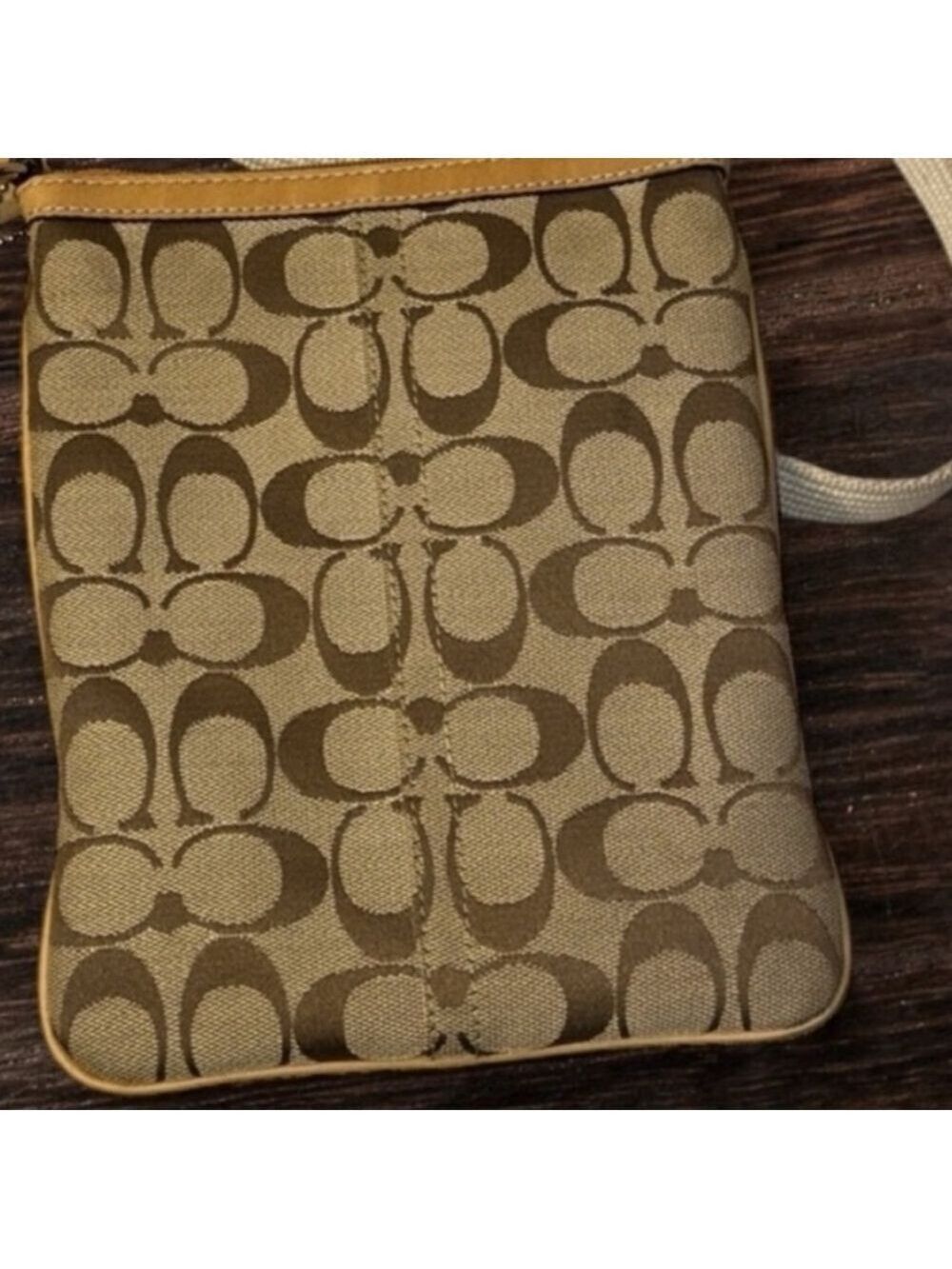 Coach Signature Crossbody Bag Beige and Brown - Picture 6 of 12